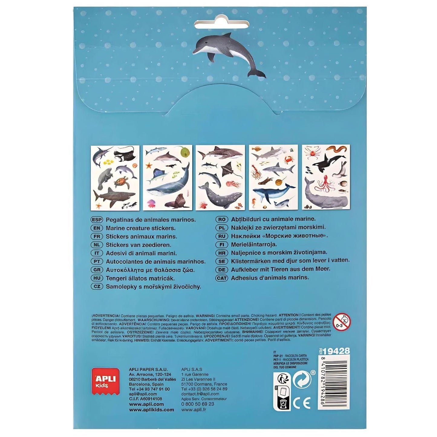 Apresentamos Autocolantes reutilizáveis - Animais Marinhos com o SKU 921942825 recomendado para + 3 anos