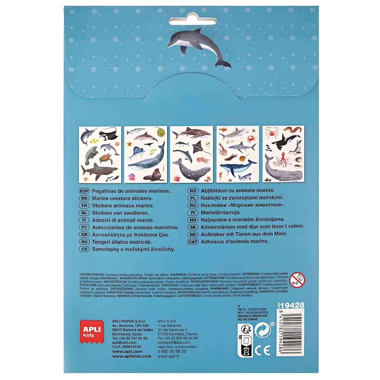 Apresentamos Autocolantes reutilizáveis - Animais Marinhos com o SKU 921942825 recomendado para + 3 anos