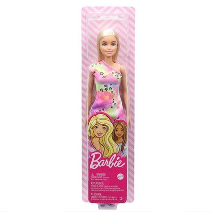 Barbie Mini Saia Loira dentro da embalagem cor-de-rosa