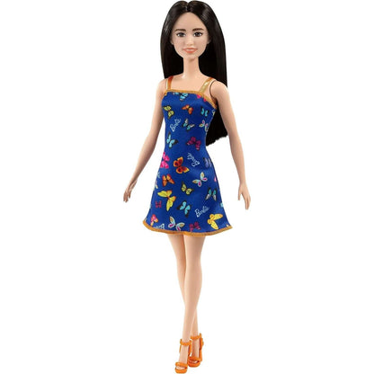 Barbie Fashion de vestido azul com borboletas vista de frente