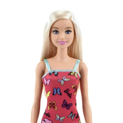 Grande plano do rosto da Barbie Fashion Loira com cabelo comprido liso