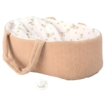 Alcofa creme com pegas e interior estampado, vista vazia