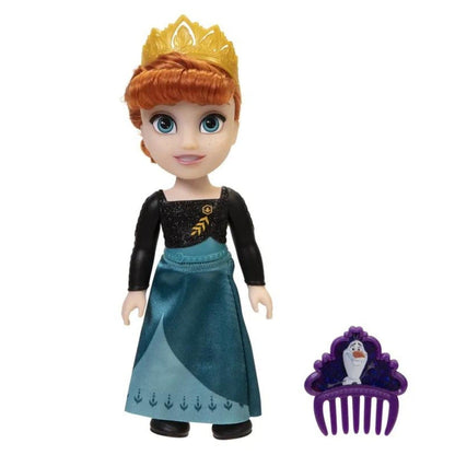 Boneca Anna com coroa vista de frente com pente lilás
