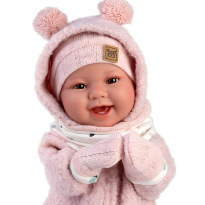 Boneca Talo recém-nascida rosa sorrisos 44cm