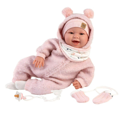 Boneca Talo recém-nascida rosa sorrisos 44cm