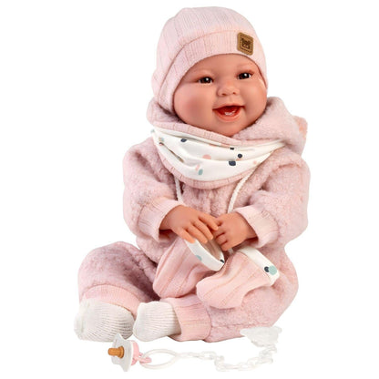 Boneca Talo recém-nascida rosa sorrisos 44cm