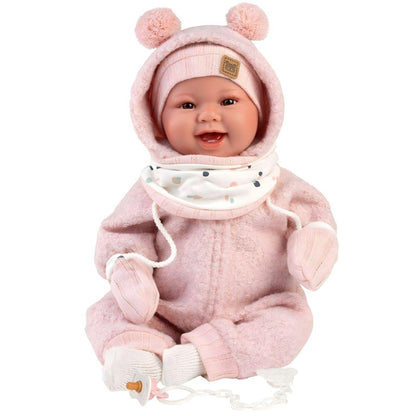 Boneca Talo recém-nascida rosa sorrisos 44cm