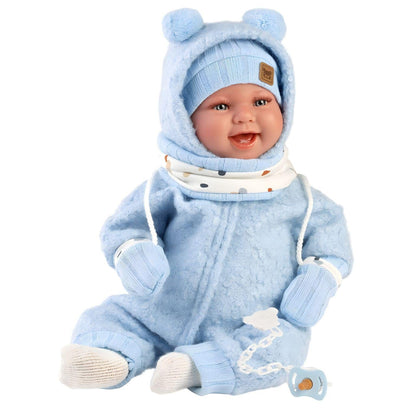 Boneca Talo recém-nascido azul sorrisos 44cm