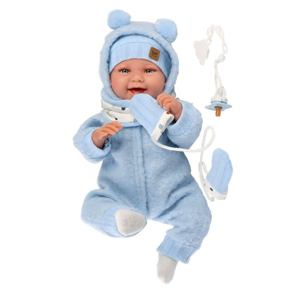 Boneca Talo recém-nascido azul sorrisos 44cm
