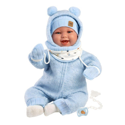 Boneca Talo recém-nascido azul sorrisos 44cm