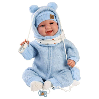 Boneca Talo recém-nascido azul sorrisos 44cm