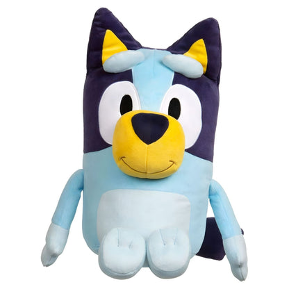 Peluche da Bluey azul sentado, vista de frente