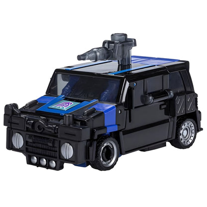 Transformers Legacy Crankcase em modo veículo, jipe preto com detalhes azuis