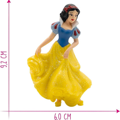 Figura PVC Branca de Neve com medidas de 9,2 cm de altura e 6 cm de largura