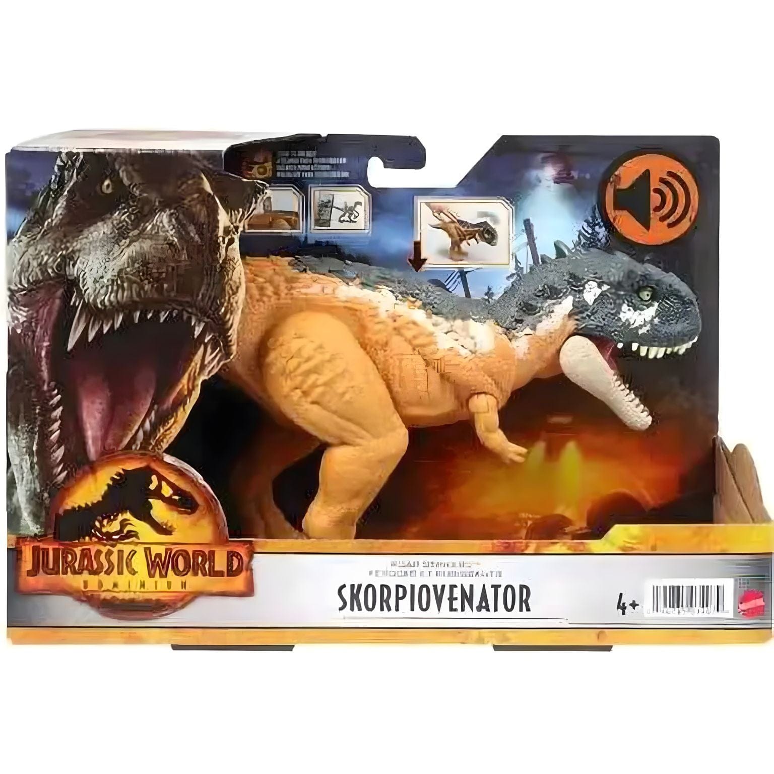 Apresentamos Jurassic World Skorpiovenator ruge e ataca com o SKU 853407924 recomendado para + 4 anos