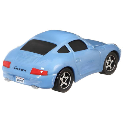 Traseira do carro Sally dos Cars Disney, azul-claro com farolins vermelhos