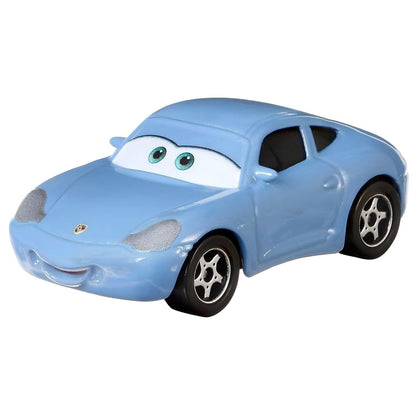 Carro Sally azul-claro dos Cars Disney em vista lateral frontal esquerda