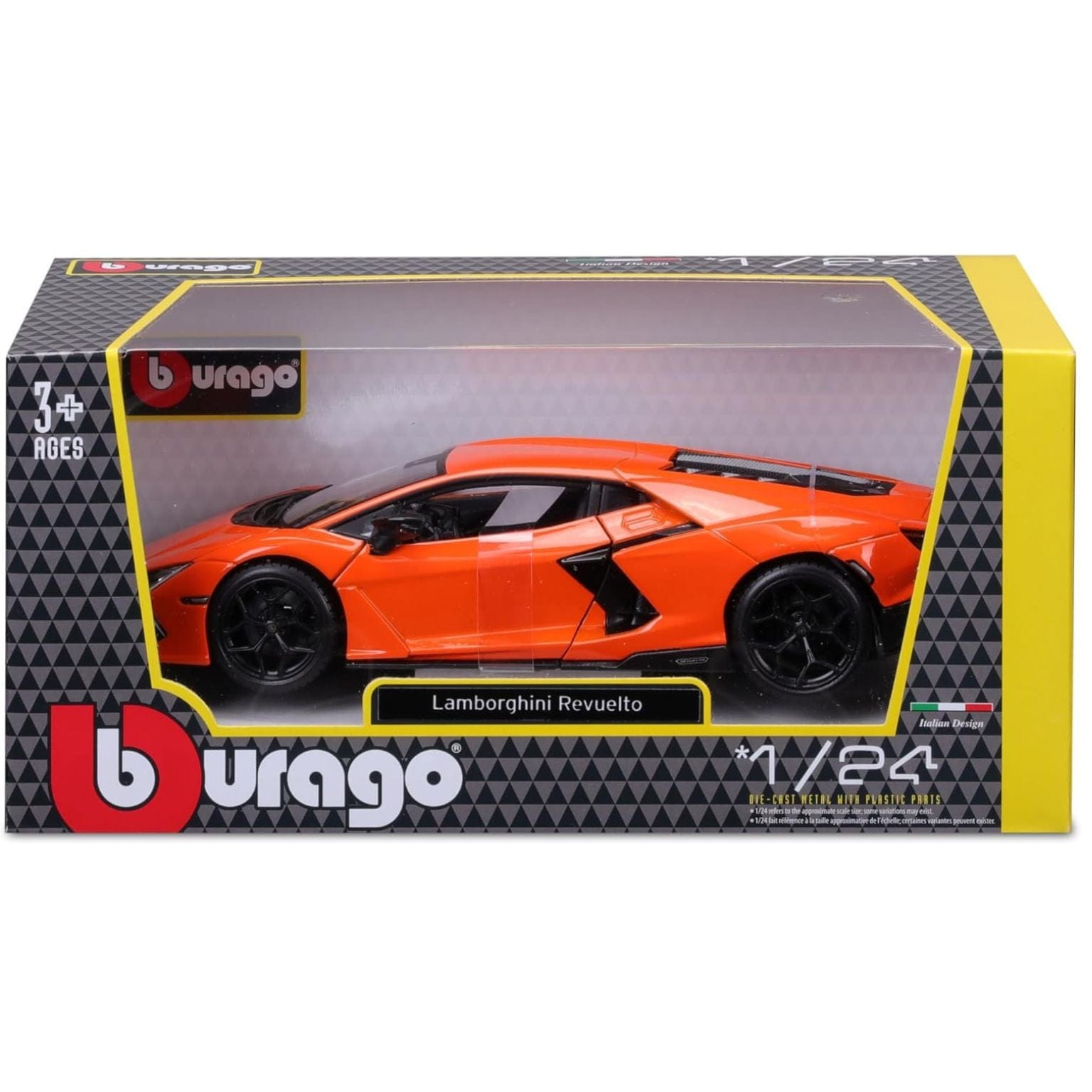 Apresentamos Lamborghini Revuelto Laranja 1/24 com o SKU 132110624 recomendado para + 3 anos