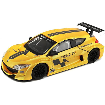 Renault Megane Trophy 1/24 amarelo com riscas pretas visto de lado