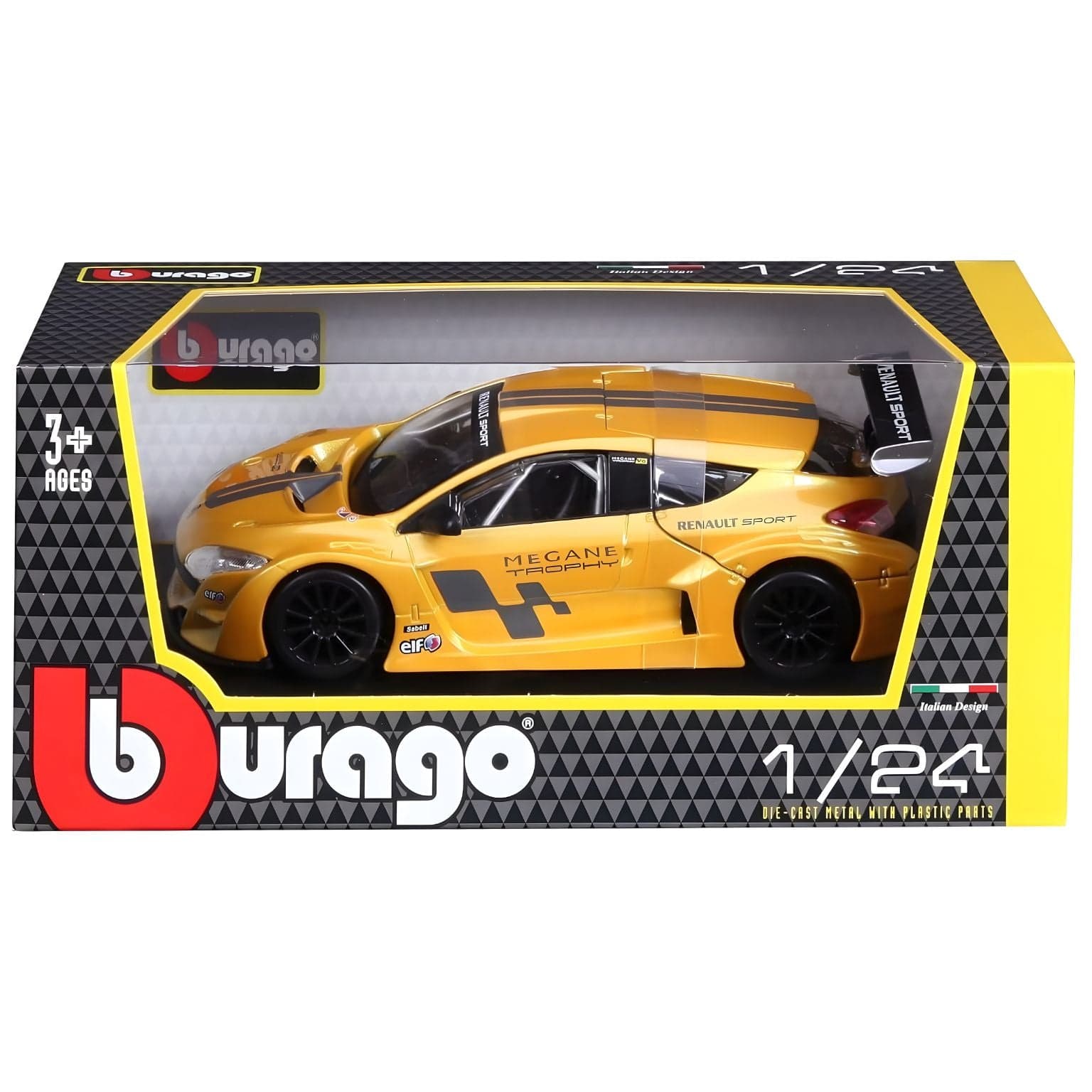 Apresentamos Renault Megane Trophy 1/24 com o SKU 682211525 recomendado para + 3 anos
