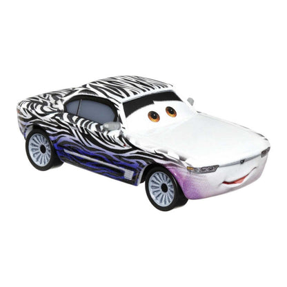 Carro Kay Pillar-Durev de Cars visto de lado, com pormenores roxos
