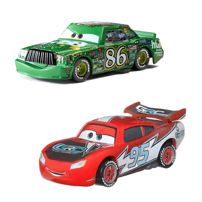 Miniaturas Chick Hicks verde n.º 86 e Faísca McQueen vermelho n.º 95