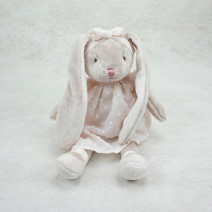 Coelho de peluche com vestido rosa 30 cm