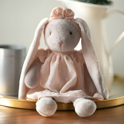 Coelho de peluche com vestido rosa 30 cm
