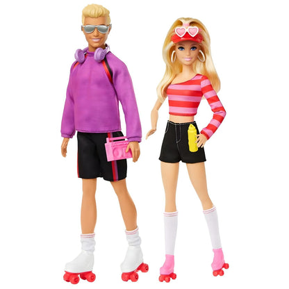 Barbie e Ken Patinadores com os acessórios colocados