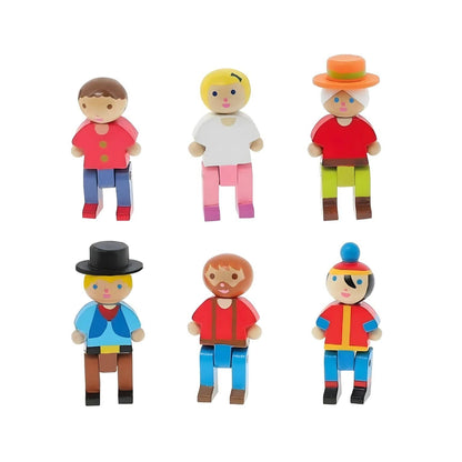 Conjunto de 6 personagens em madeira