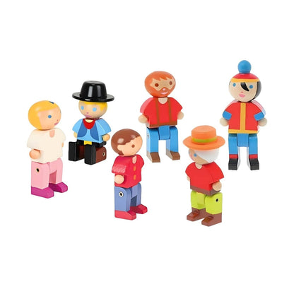 Conjunto de 6 personagens em madeira