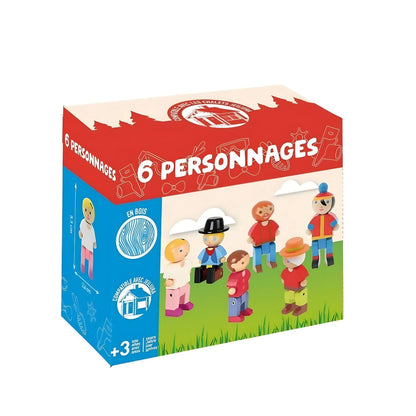 Conjunto de 6 personagens em madeira