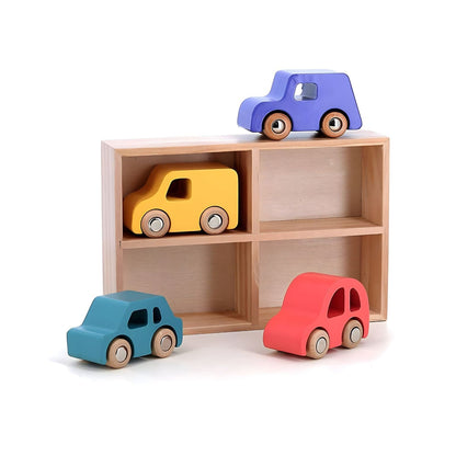 Conjunto de carros em madeira City