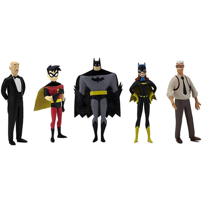 Cinco figuras flexíveis Batman Heroes: Alfred, Robin, Batman, Batgirl e Comissário Gordon