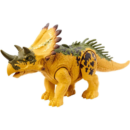 Jurassic World Ruge e Ataca Regaliceratops: dinossauro amarelo com folho e chifres