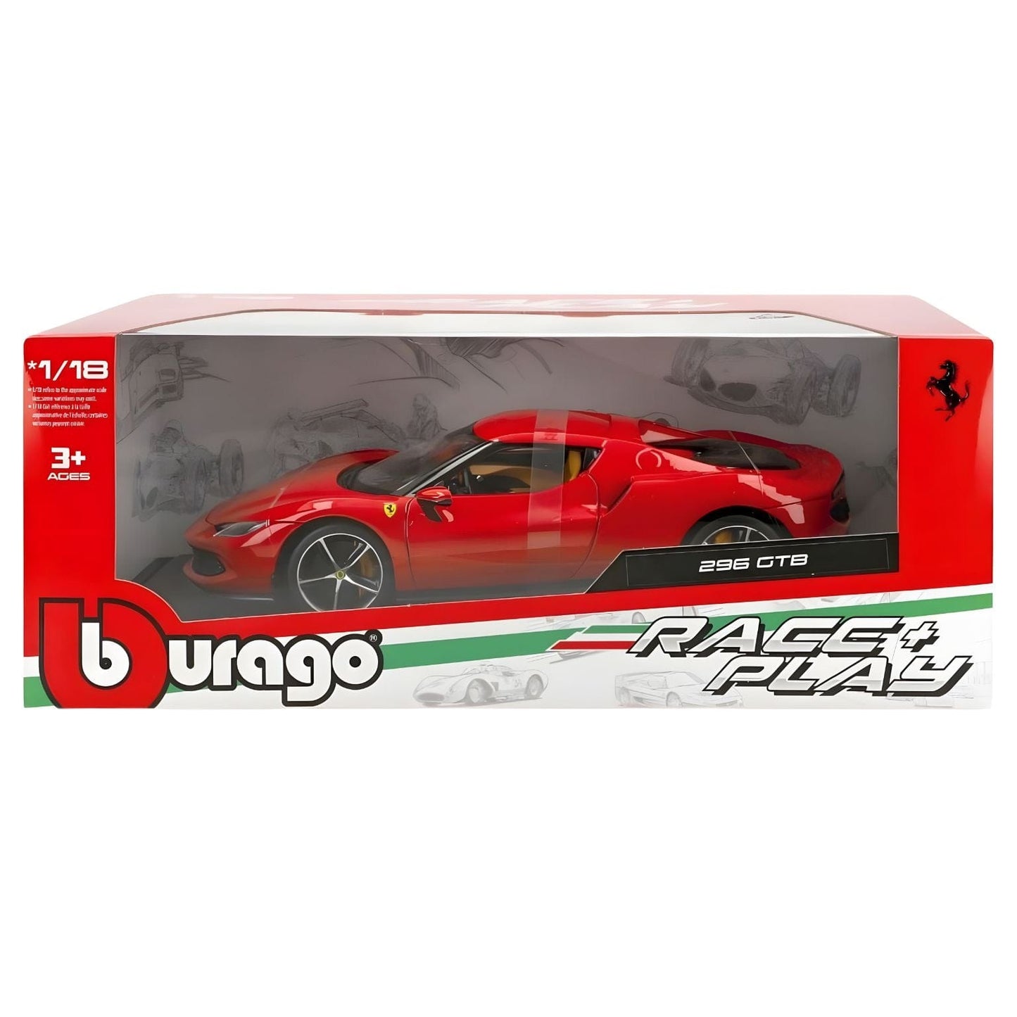 Apresentamos Ferrari 296 GTB Vermelho com o SKU 681601825 recomendado para + 3 anos