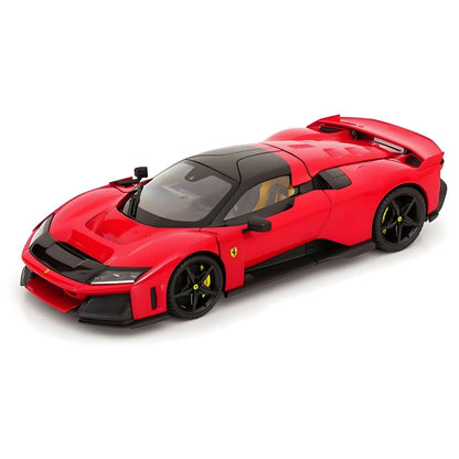 Miniatura Ferrari F80 Signature vermelha e preta vista de lado
