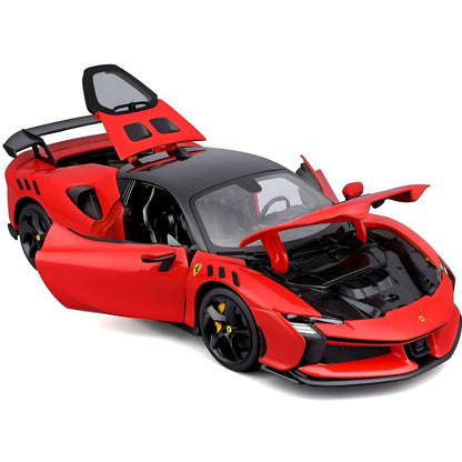 Ferrari SF90 XX Stradale vermelho com portas e capôs abertos