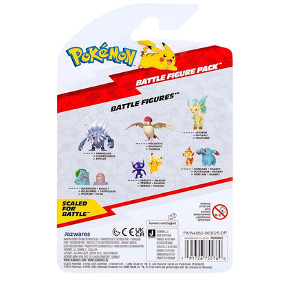 Figura de batalha Leafeon da coleção Pokémon, com características inspiradas nas folhas