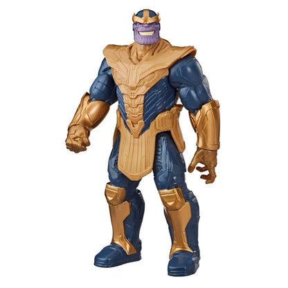 Figura Marvel Titan Thanos com armadura dourada e azul