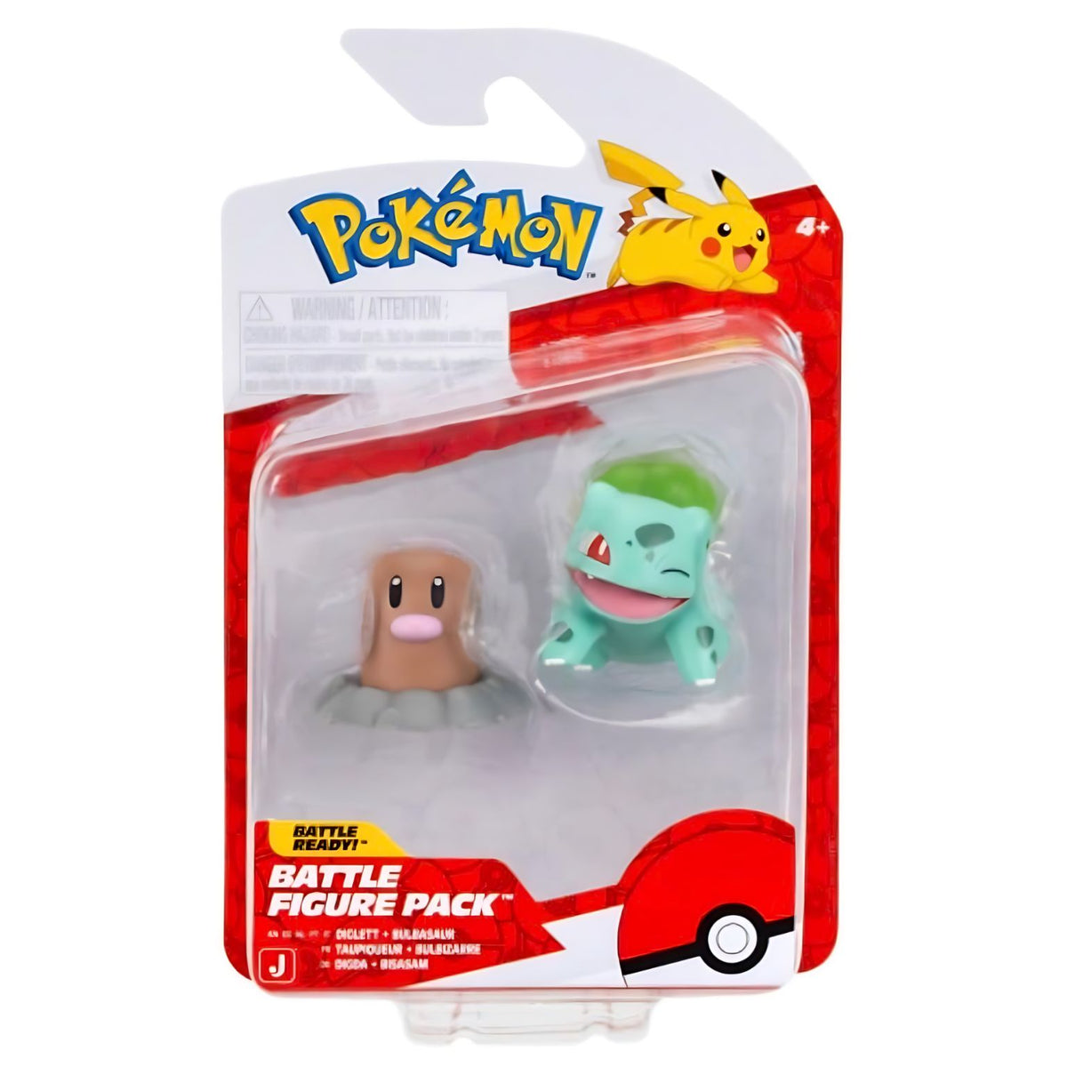 Figuras de batalha Pokémon Diglett e Bulbasaur em conjunto