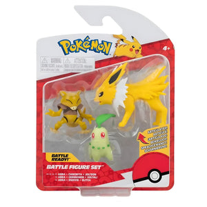 Apresentamos Figuras de batalha Pokemon (Chikorita + Abra + Jolteon) com o SKU 23234922 recomendado para + 4 anos
