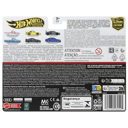 Parte de trás da embalagem Hot Wheels Car Culture com avisos