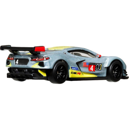 Traseira do Hot Wheels Corvette C8.R com asa traseira preta