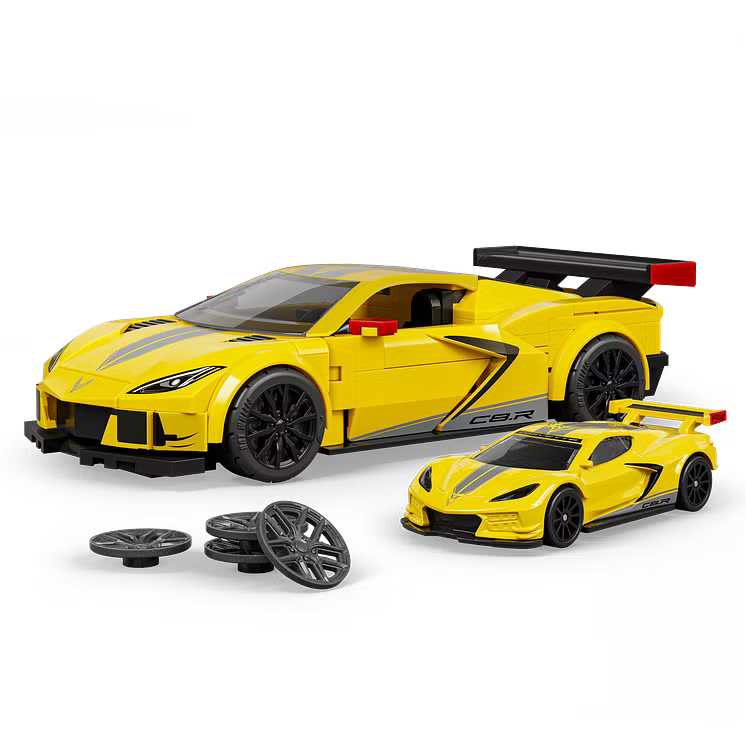 Corvette C8.R construído, miniatura Hot Wheels à escala 1:64 e tampões de roda alternativos.