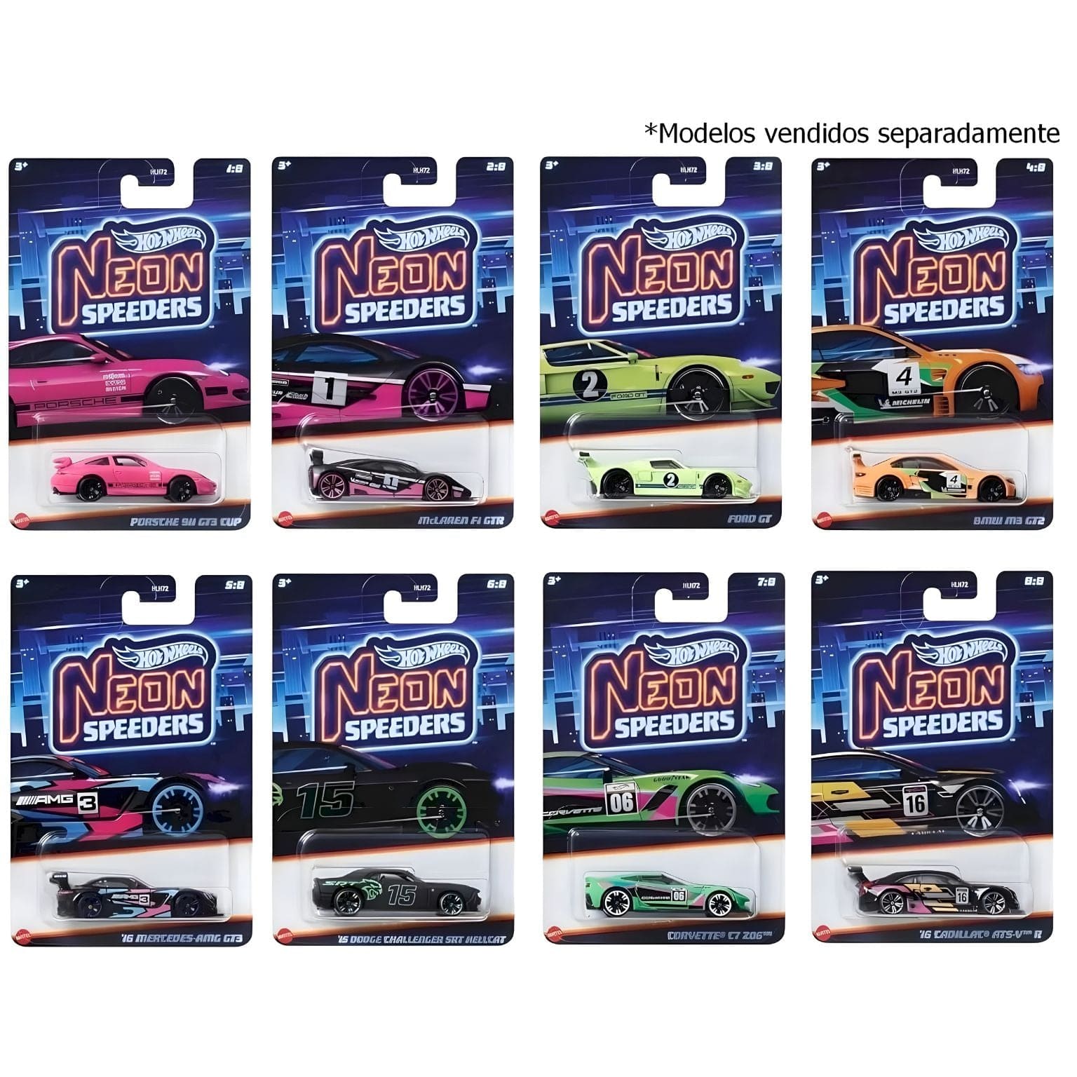 Apresentamos Hot Wheels Neon Speeders com o SKU 771287625 recomendado para + 3 anos