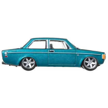 Hot Wheels Volvo 142 GL 1973 visto de lado, perfil completo
