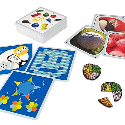 Cartas e peças de puzzle do Jogo Cortex Challenge 2