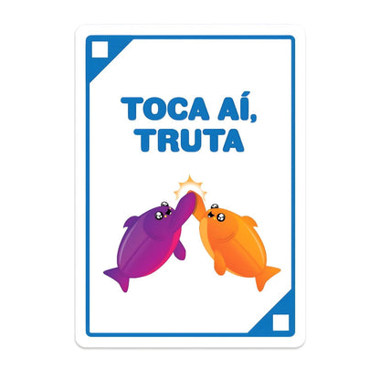 Carta «Toca aí, Truta» do jogo Salmão Feliz com dois peixes