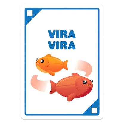 Carta «Vira Vira» do jogo Salmão Feliz com dois peixes laranja